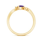 Heart Shape Real Amethyst and Diamond Twisted Promise Ring AAA - Rosec Jewels
