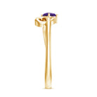 Heart Shape Real Amethyst and Diamond Twisted Promise Ring AAA - Rosec Jewels