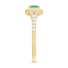 Princess Cut Emerald Engagement Ring with Diamond Split Shank AAA - Rosec Jewels