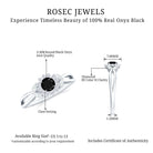 Black Onyx and Diamond Flower Engagement Ring with Split Shank Black Onyx - ( AAA ) - Quality - Rosec Jewels