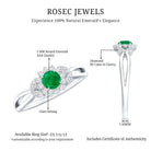 Real Emerald and Diamond Flower Engagement Ring with Split Shank AAA - Rosec Jewels