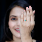 Real Emerald and Diamond Flower Engagement Ring with Split Shank AAA - Rosec Jewels