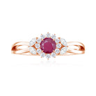 Nature Inspired Ruby Engagement Ring with Diamond for Women AAA - Rosec Jewels