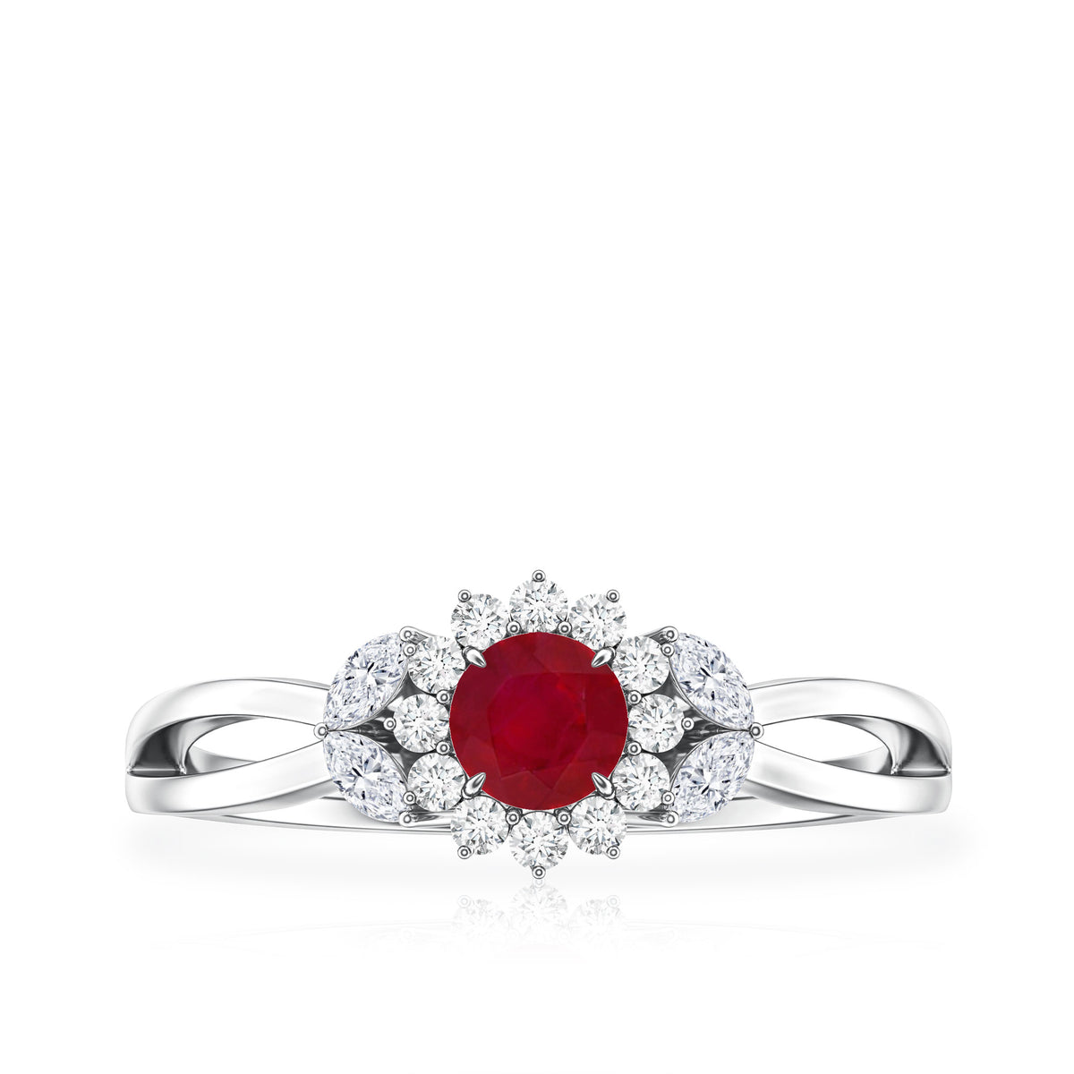 Nature Inspired Ruby Engagement Ring with Diamond for Women AAA - Rosec Jewels