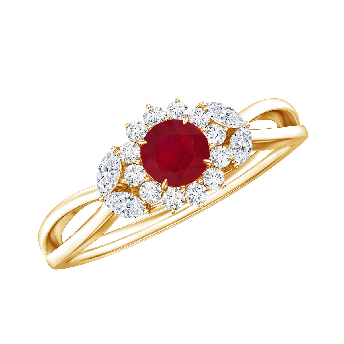 Nature Inspired Ruby Engagement Ring with Diamond for Women AAA - Rosec Jewels