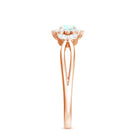 Certified Opalescent Diamond Flower Engagement Ring with Natural Diamonds AAA - Rosec Jewels