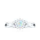 Certified Opalescent Diamond Flower Engagement Ring with Natural Diamonds AAA - Rosec Jewels