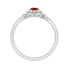 Lab Ruby and Diamond Flower Engagement Ring in Split Shank AAAA - Rosec Jewels