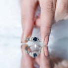 5mm London Blue Topaz Floral Engagement Ring with Diamond AAA - Rosec Jewels