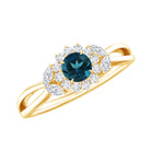 5mm London Blue Topaz Floral Engagement Ring with Diamond AAA - Rosec Jewels