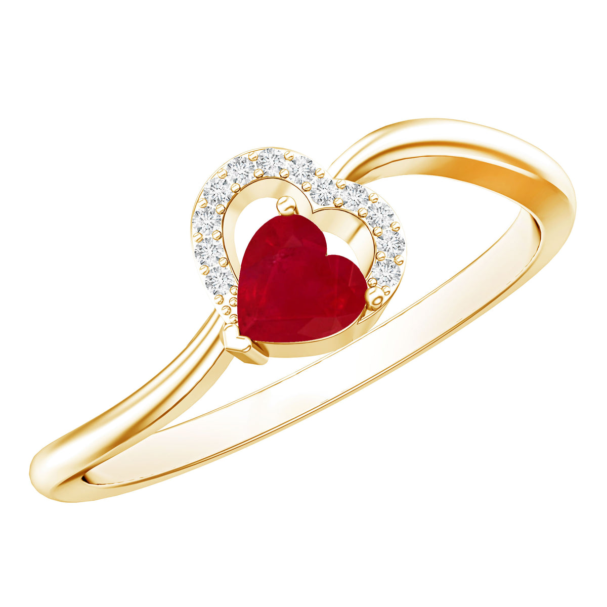 Natural Half Carat Ruby Heart Promise Ring with Diamond – Rosec Jewels