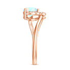1/4 CT Ethiopian Opal Heart Promise Ring with Diamond AAA - Rosec Jewels