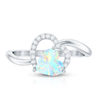 1/4 CT Ethiopian Opal Heart Promise Ring with Diamond AAA - Rosec Jewels