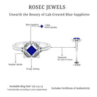 Antique Style Princess Cut Created Blue Sapphire and Diamond Engagement Ring Lab Created Blue Sapphire - ( AAAA ) - Quality - Rosec Jewels