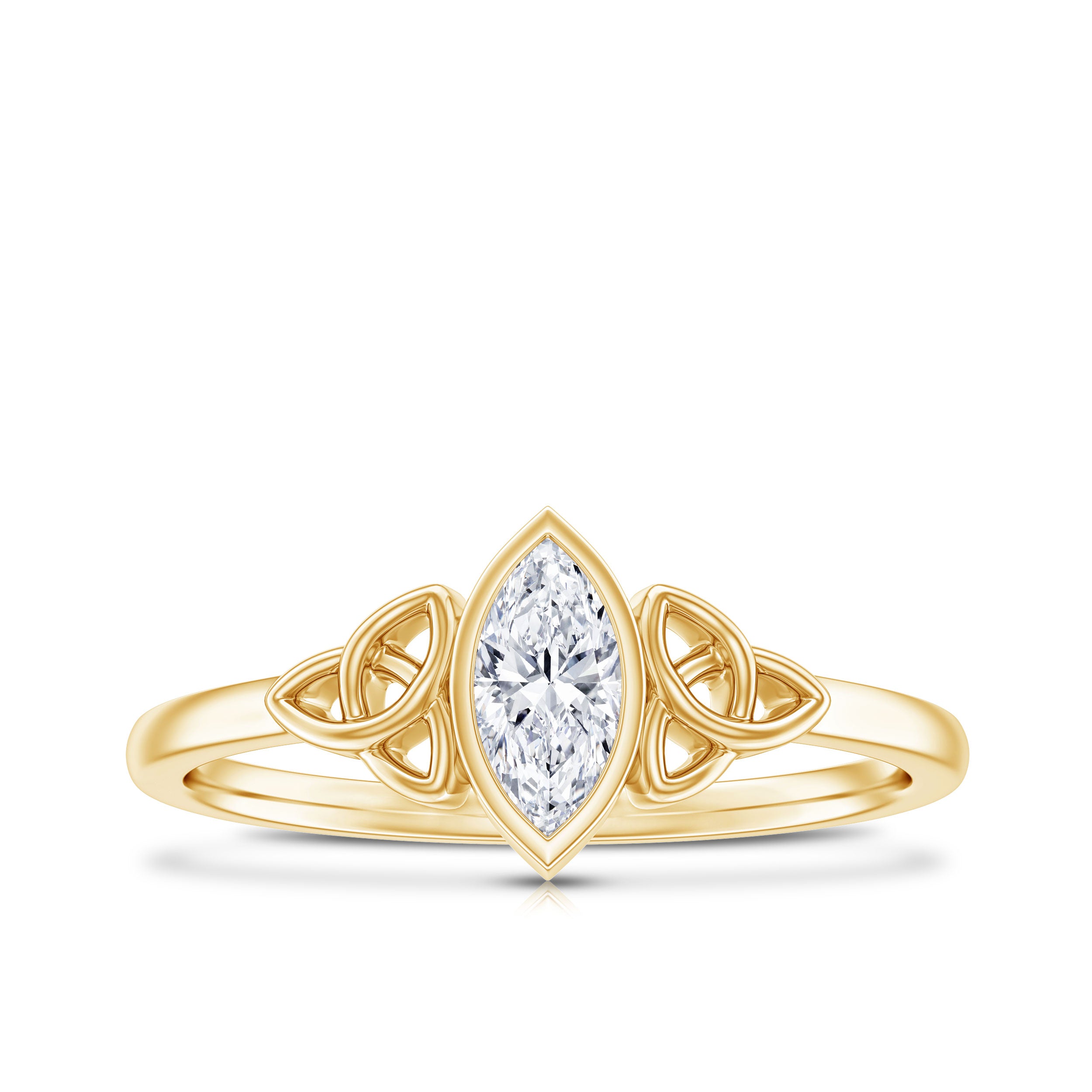 Natural Bezel Set Marquise Diamond Engagement Ring with Celtic Knot Natural - ( HI-SI ) - Rosec Jewels