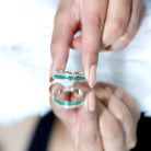 Natural Emerald and Diamond Half Eternity Wedding Band AAA - Rosec Jewels