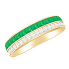 Natural Emerald and Diamond Half Eternity Wedding Band AAA - Rosec Jewels