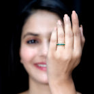 Natural Emerald and Diamond Half Eternity Wedding Band AAA - Rosec Jewels