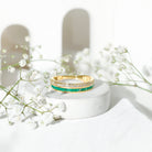 Natural Emerald and Diamond Half Eternity Wedding Band AAA - Rosec Jewels
