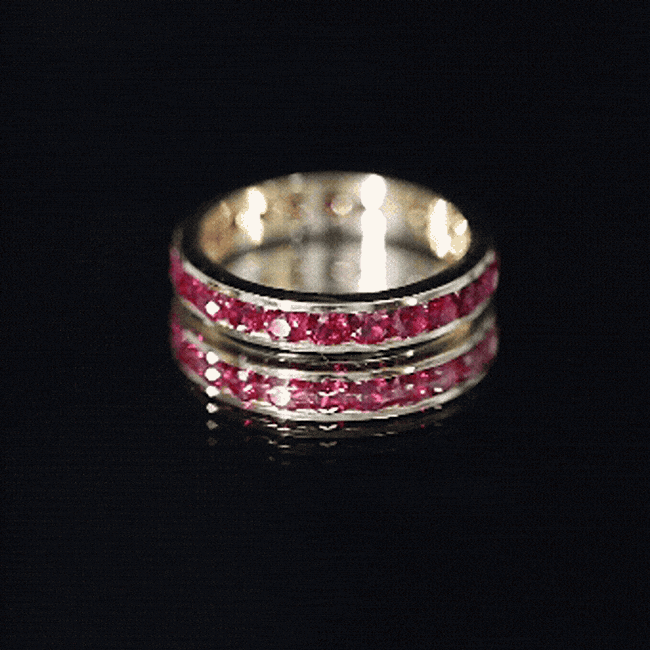 Rosec Jewels-Round Created Ruby Full Eternity Ring in Channel Setting
