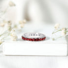 Rosec Jewels-Round Created Ruby Full Eternity Ring in Channel Setting