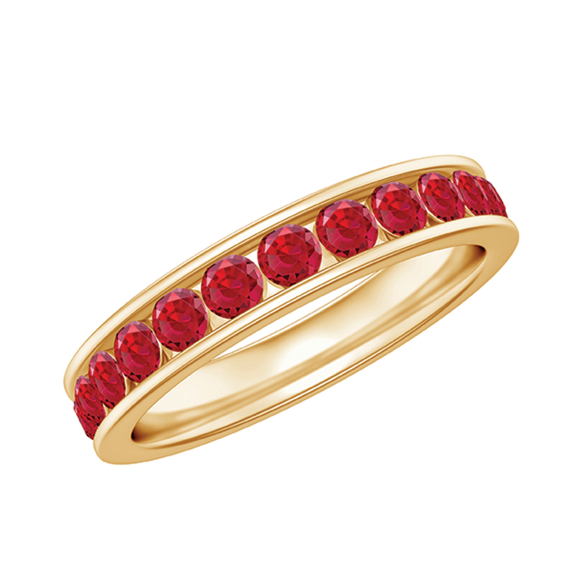 Rosec Jewels-Round Created Ruby Full Eternity Ring in Channel Setting