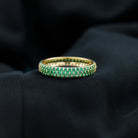 Certified Created Emerald Three Row Eternity Band in Gold Lab Created Emerald - ( AAAA ) - Quality - Rosec Jewels