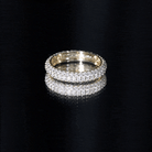 Pave Set Certified Moissanite Three Row Eternity Band D-VS1 - Rosec Jewels