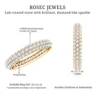 Pave Set Certified Moissanite Three Row Eternity Band D-VS1 - Rosec Jewels