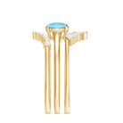 Real Aquamarine Designer Trio Wedding Ring Set with Diamond AAA - Rosec Jewels