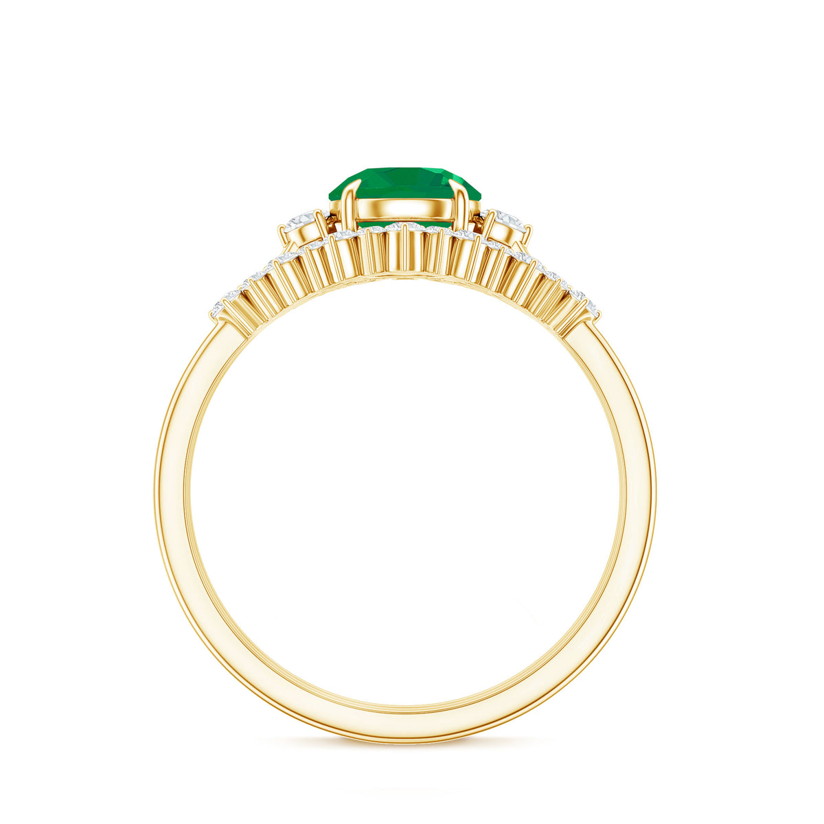 Vintage Inspired 0.4 Carat Emerald Diamond Wedding Bridal Ring Set of 3 AAA - Rosec Jewels