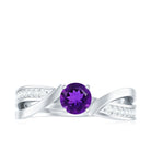 Real Amethyst Engagement Ring with Diamond Infinity Shank AAA - Rosec Jewels