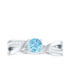 Rosec Jewels-Natural 0.8 Carat Aquamarine and Diamond Infinity Engagement Ring