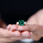 Rosec Jewels-Certified Lab Grown Emerald Moissanite 3 Stone Engagement Ring