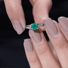 Round Emerald Solitaire Engagement Ring in Bypass Shank AAA - Rosec Jewels