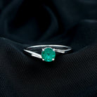 Round Emerald Solitaire Engagement Ring in Bypass Shank AAA - Rosec Jewels