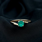 Round Emerald Solitaire Engagement Ring in Bypass Shank AAA - Rosec Jewels