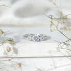 Certified Moissanite Three Stone Engagement Ring For Her D-VS1 - Rosec Jewels