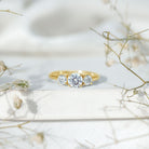 Certified Moissanite Three Stone Engagement Ring For Her D-VS1 - Rosec Jewels