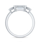 Emerald Cut Moissanite 3 Stone Engagement Ring in East West Style D-VS1 - Rosec Jewels