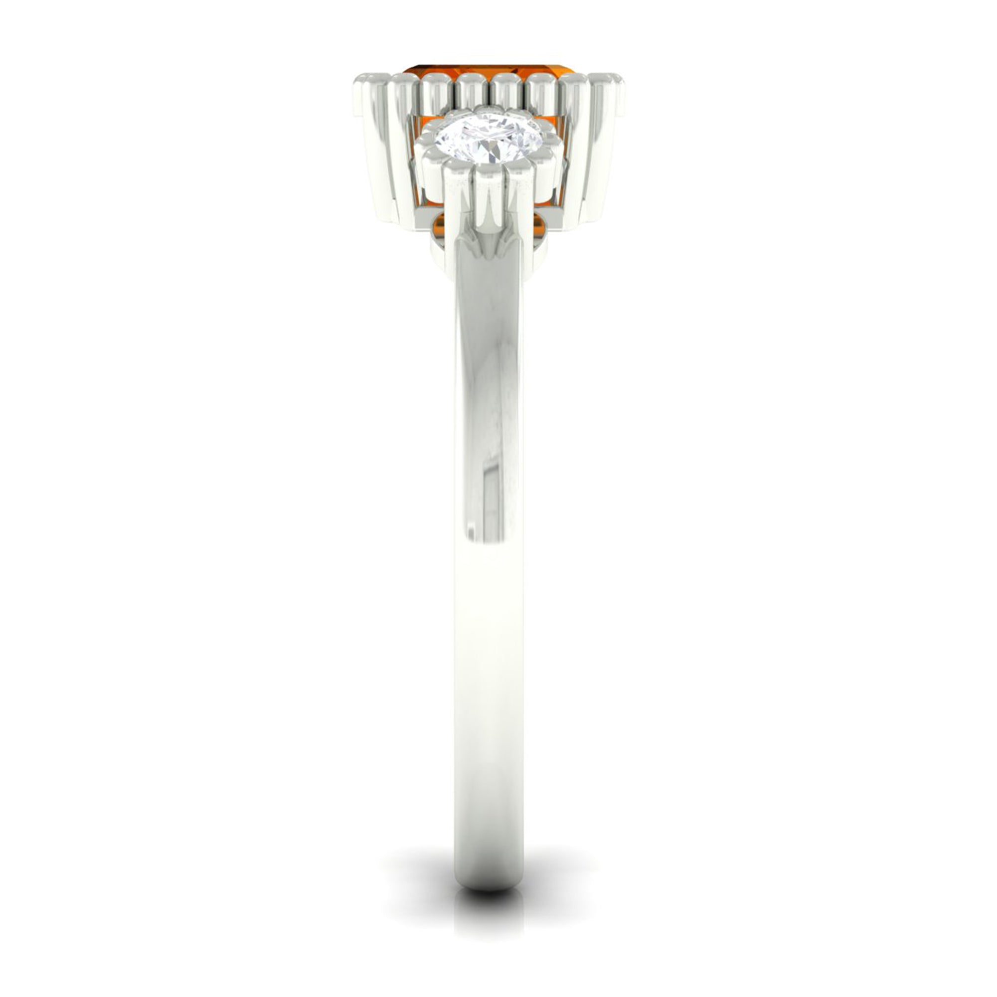 2 CT East West Fire Opal Engagement Ring with Diamond AAA - Rosec Jewels
