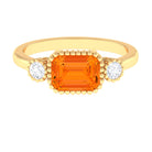 2 CT East West Fire Opal Engagement Ring with Diamond AAA - Rosec Jewels