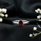 Certified Real Garnet Oval Engagement Ring in Bezel Setting AAA - Rosec Jewels