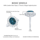 Genuine London Blue Topaz Statement Engagement Ring with Diamond AAA - Rosec Jewels