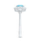 Classic Aquamarine Engagement Ring with Diamond Halo AAA - Rosec Jewels