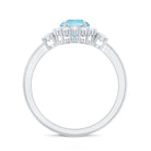 Classic Aquamarine Engagement Ring with Diamond Halo AAA - Rosec Jewels