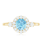 Classic Aquamarine Engagement Ring with Diamond Halo AAA - Rosec Jewels