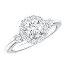 Round Cut Moissanite Halo Engagement Ring with Certificate D-VS1 - Rosec Jewels