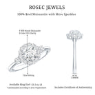 Round Cut Moissanite Halo Engagement Ring with Certificate D-VS1 - Rosec Jewels