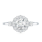 Round Cut Moissanite Halo Engagement Ring with Certificate D-VS1 - Rosec Jewels